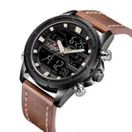 NAVIFORCE NF9138L PU Leather Dual Time Wrist Men's Watch – Dial Color: Black, Strap Color:  Brown  – Thumbnail 2
