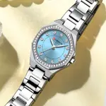 CURREN 9100 Women New Luxury Elegance Quartz Watch – Dial Color: Sky Blue, Strap Color: Gold  – Thumbnail 4