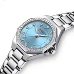 CURREN 9100 Women New Luxury Elegance Quartz Watch – Dial Color: Sky Blue, Strap Color: Gold  – Thumbnail 2