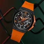 NAVIFORCE NF8051T Luxury Silicone Band Quartz Men's Watch – Dial Color: Black, Strap Color: Orange – Thumbnail 4