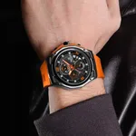 NAVIFORCE NF8051T Luxury Silicone Band Quartz Men's Watch – Dial Color: Black, Strap Color: Orange – Thumbnail 5