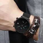 CRRJU 2268 Luxury Black Mesh Steel Band Chronograph Casual Fashion Men’s Watch – Dial Color: Blue, Strap Color: Black – Thumbnail 5