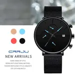 CRRJU 2268 Luxury Black Mesh Steel Band Chronograph Casual Fashion Men’s Watch – Dial Color: Blue, Strap Color: Black – Thumbnail 7