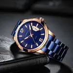 CRRJU 2191 High Quality Stainless Steel Analog Quartz Men's Watch – Dial Color: Rose Gold, Strap Color: Black – Thumbnail 3
