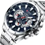 Curren 8363 Comfortable Stainless Steel Multifunctional Chronograph Casual Men's Watch – Dial Color: Blue, Strap Color: Silver – Thumbnail 2