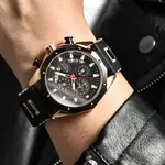 LIGE 8908 Analog Movement Premium Silicone Strap Men's Sports Watch – Dial Color: Bronze, Strap Color: Black – Thumbnail 2