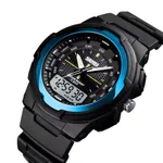 SKMEI 1454 Dual Time WaterProof Silicon Outdoor Sporty Men's Watch – Dial Color: Blue, Strap Color: Black – Thumbnail 2