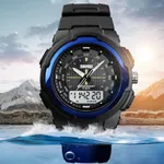 SKMEI 1454 Dual Time WaterProof Silicon Outdoor Sporty Men's Watch – Dial Color: Blue, Strap Color: Black – Thumbnail 3