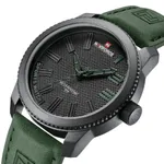 Naviforce 9202 Casual Leather Men's Watch – Dial Color: Black, Strap Color: Green  – Thumbnail 2