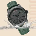 Naviforce 9202 Casual Leather Men's Watch – Dial Color: Black, Strap Color: Green  – Thumbnail 3