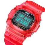 SKMEI 1999 Dual Time Chronograph PU Leather Kid's Watch – Dial Color: White, Strap Color: Red – Thumbnail 2