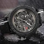 Naviforce NF9110L Genuine Leather Strap Six Hands Quartz Classic Men's Watch – Dial Color: White, Strap Color: Black – Thumbnail 2