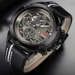Naviforce NF9110L Genuine Leather Strap Six Hands Quartz Classic Men's Watch – Dial Color: White, Strap Color: Black – Thumbnail 4