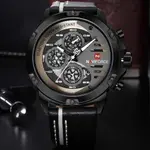 Naviforce NF9110L Genuine Leather Strap Six Hands Quartz Classic Men's Watch – Dial Color: White, Strap Color: Black – Thumbnail 5