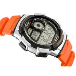 Casio AE-1000W-1AVDF Youth World Time Water Resistant Multifunctional Digital Watch  – Dial Color: Silver, Strap Color: Orange – Thumbnail 2
