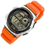 Casio AE-1000W-1AVDF Youth World Time Water Resistant Multifunctional Digital Watch  – Dial Color: Silver, Strap Color: Orange – Thumbnail 3