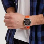 Casio AE-1000W-1AVDF Youth World Time Water Resistant Multifunctional Digital Watch  – Dial Color: Silver, Strap Color: Orange – Thumbnail 6