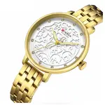 CURREN 9046 Stainless Steel Analog Watch For Women – Dial Color: White, Strap Color: Gold  – Thumbnail 2
