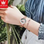 OLEVS 6895L PU Leather Analog Luxury Quartz Watch For Women – Dial Color: Grey, Strap Color: Gold  – Thumbnail 3