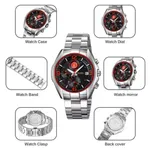 Skmei 9346 Multifunctional Quartz Men's Watch – Dial Color: Red, Strap Color: Silver – Thumbnail 5