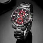 Naviforce NF9150 Luxury Steel Quartz Waterproof Sport Men's Watch – Dial Color: Red, Strap Color: Black – Thumbnail 4