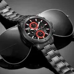 Naviforce NF9150 Luxury Steel Quartz Waterproof Sport Men's Watch – Dial Color: Red, Strap Color: Black – Thumbnail 5