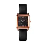 Skmei 1702 Small Square Dial Design Zinc Alloy Case Leather Women Lady Quartz Watch – Dial Color: Black, Strap Color: Black – Thumbnail 1