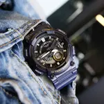 Casio AEQ-110W-1A2V Youth Telememo World Time Analog-Digital Sports Watch  – Dial Color: Black, Strap Color: Blue – Thumbnail 3