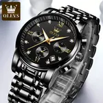 OLEVS 2858 Stainless Steel Waterproof Chronograph Luminous Men's Watch – Dial Color: Black, Strap Color: Black – Thumbnail 3