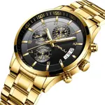 CRRJU 2214 Authentic Stainless Steel Minimalist Style Classic Men’s Watch – Dial Color: Black, Strap Color: Gold  – Thumbnail 2