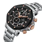 Naviforce 8065 CH Stainless Steel Casual & Sport Men's Watch – Dial Color: Black, Strap Color: Silver – Thumbnail 2