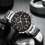 Naviforce 8065 CH Stainless Steel Casual & Sport Men's Watch – Dial Color: Black, Strap Color: Silver – Thumbnail 4