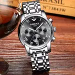 Nibosi 2301 High Quality Stainless Steel Chronograph Men's Watch – Dial Color: Black, Strap Color: Silver – Thumbnail 3