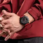 Naviforce NF9221 Lavish Silicon Rubber  Dual Time Quartz  Classic Men's Watch – Dial Color: Black, Strap Color: Red – Thumbnail 5
