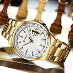 Curren 8375 Luxury Stainless Steel Analog Men's Watch – Dial Color: White, Strap Color: Gold – Thumbnail 3