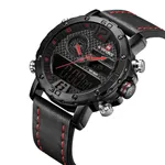 NAVIFORCE NF9134 PU Leather Analog Digital Sports Men's Watch – Dial Color: Red, Strap Color: Black – Thumbnail 2