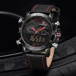 NAVIFORCE NF9134 PU Leather Analog Digital Sports Men's Watch – Dial Color: Red, Strap Color: Black – Thumbnail 3