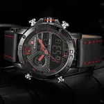 NAVIFORCE NF9134 PU Leather Analog Digital Sports Men's Watch – Dial Color: Red, Strap Color: Black – Thumbnail 4