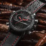 NAVIFORCE NF9134 PU Leather Analog Digital Sports Men's Watch – Dial Color: Red, Strap Color: Black – Thumbnail 5