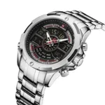 NAVIFORCE NF9170 Stainless Steel Dual Time Men's Watch – Dial Color: Black, Strap Color: Silver – Thumbnail 2