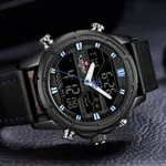 NAVIFORCE NF9138L PU Leather Dual Time Wrist Men's Watch – Dial Color: Blue, Strap Color: Black – Thumbnail 4