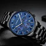 CRRJU 2260 High Quality Stainless Steel Multifunctional Quartz Classic Men's Watch – Dial Color: Blue, Strap Color: Black – Thumbnail 2