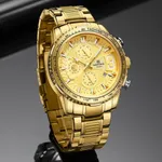 NAVIFORCE NF8017 Multifunction Stainless Steel Quartz Men's Watch – Dial Color: Gold, Strap Color: Gold  – Thumbnail 3