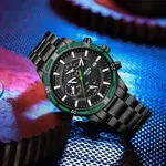 Nibosi 2568 Stainless Steel Multifunctional Chronograph classical Men's Watch – Dial Color: Gold, Strap Color: Black – Thumbnail 3