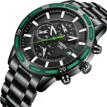 Nibosi 2568 Stainless Steel Multifunctional Chronograph classical Men's Watch – Dial Color: Gold, Strap Color: Black – Thumbnail 2