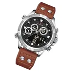 NAVIFORCE 9224 Chronograph Leather Men’s Watch – Dial Color: Silver, Strap Color: Rose – Thumbnail 2