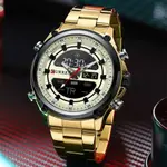 Curren 8404 Stainless Steel Dual Movement Military Men's Watch – Dial Color: Gold, Strap Color: Gold – Thumbnail 4