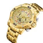 NAVIFORCE NF9175 Stainless Steel Chronograph Men's Watch – Dial Color: Gold, Strap Color: Gold  – Thumbnail 2