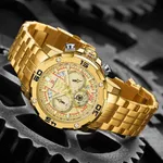 NAVIFORCE NF9175 Stainless Steel Chronograph Men's Watch – Dial Color: Gold, Strap Color: Gold  – Thumbnail 4