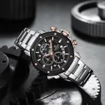 Naviforce 8065 High Quality Stainless Steel Luminous Men Watch – Dial Color: Black, Strap Color: Silver – Thumbnail 2